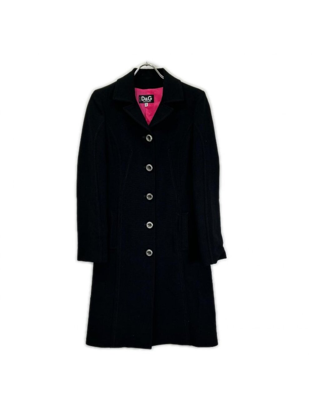 Dolce & Gabbana D&G Black a Line Lining Pink Back Slit Chesterfield 26/ Jacket